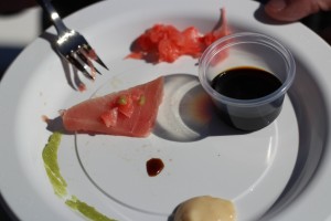 Sashimi while floating near a tuna farm? Yes please!