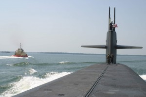 The Maine pulling into port