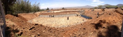 It's time for the long rains (March/April/May), and we might be the only people in Kenya praying for them to wait a week or two! We are laying the stone pitching for the floor and sides of the three wastewater treatment ponds, and it would be most helpful for completion of the Sanitation Project if the ponds did NOT fill up with water before they are supposed to :)