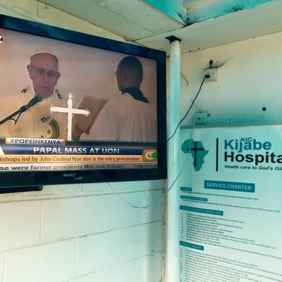 They expected over a million to turn out to Pope Francis' mass this morning, so watching it from Kijabe Hospital seemed to be a safer bet!