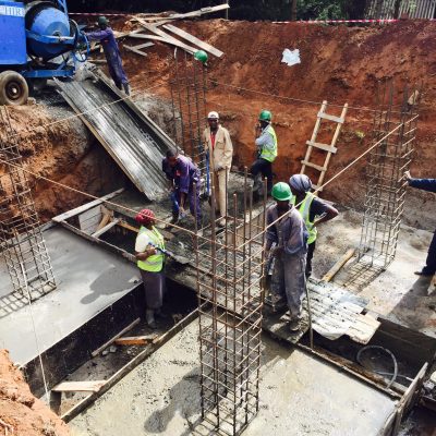 Foundations for a new elevated 100 cubic meter water storage tank at RVA